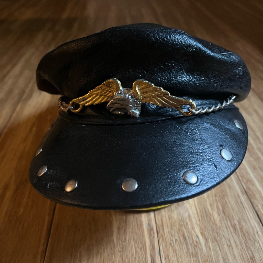 Leather bikers hat